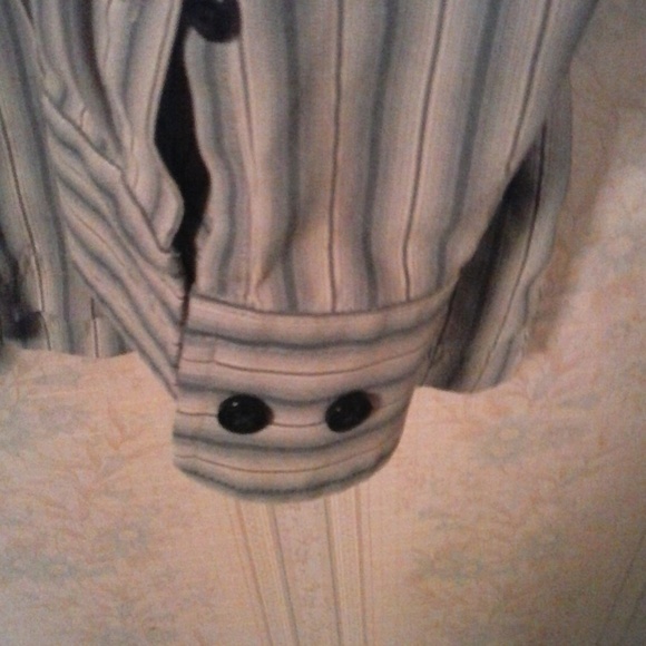 HAGGAR MENS BLUE STRIPE DRESS SHIRT - Picture 4 of 5